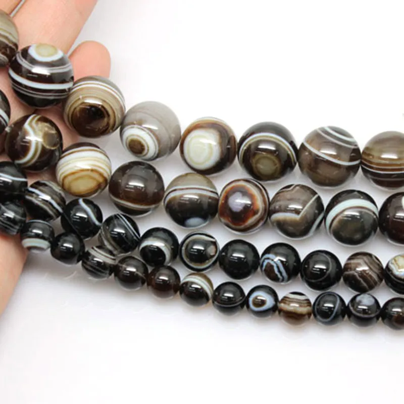 8-14mm Natural Round Dzi Agates Banded Agates Stripe Onyx Beads For Jewelry Making Beads 15\'\' Needlework DIY Beads Trinket