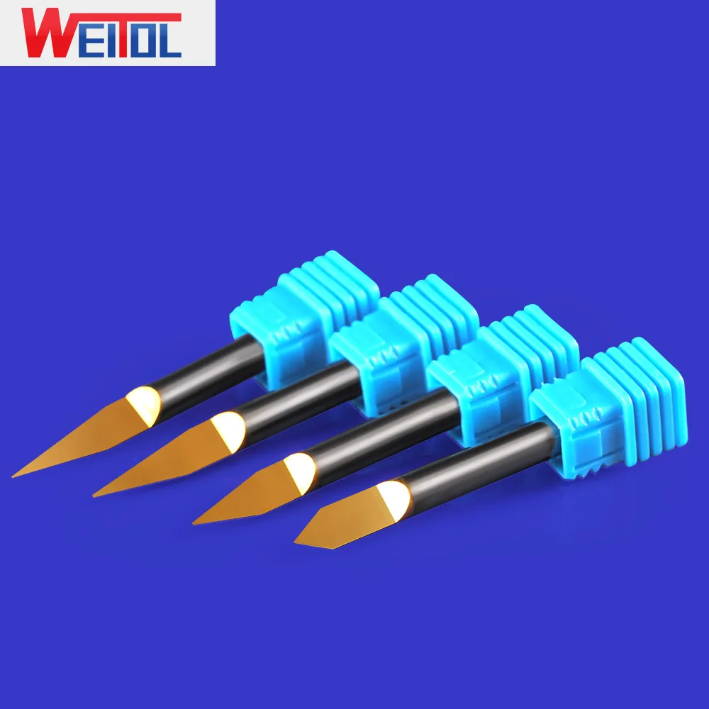 WeiTol 6MM SHK 0.5mm Tip V shape router bits Titanium coating engraving bits metal milling cutter