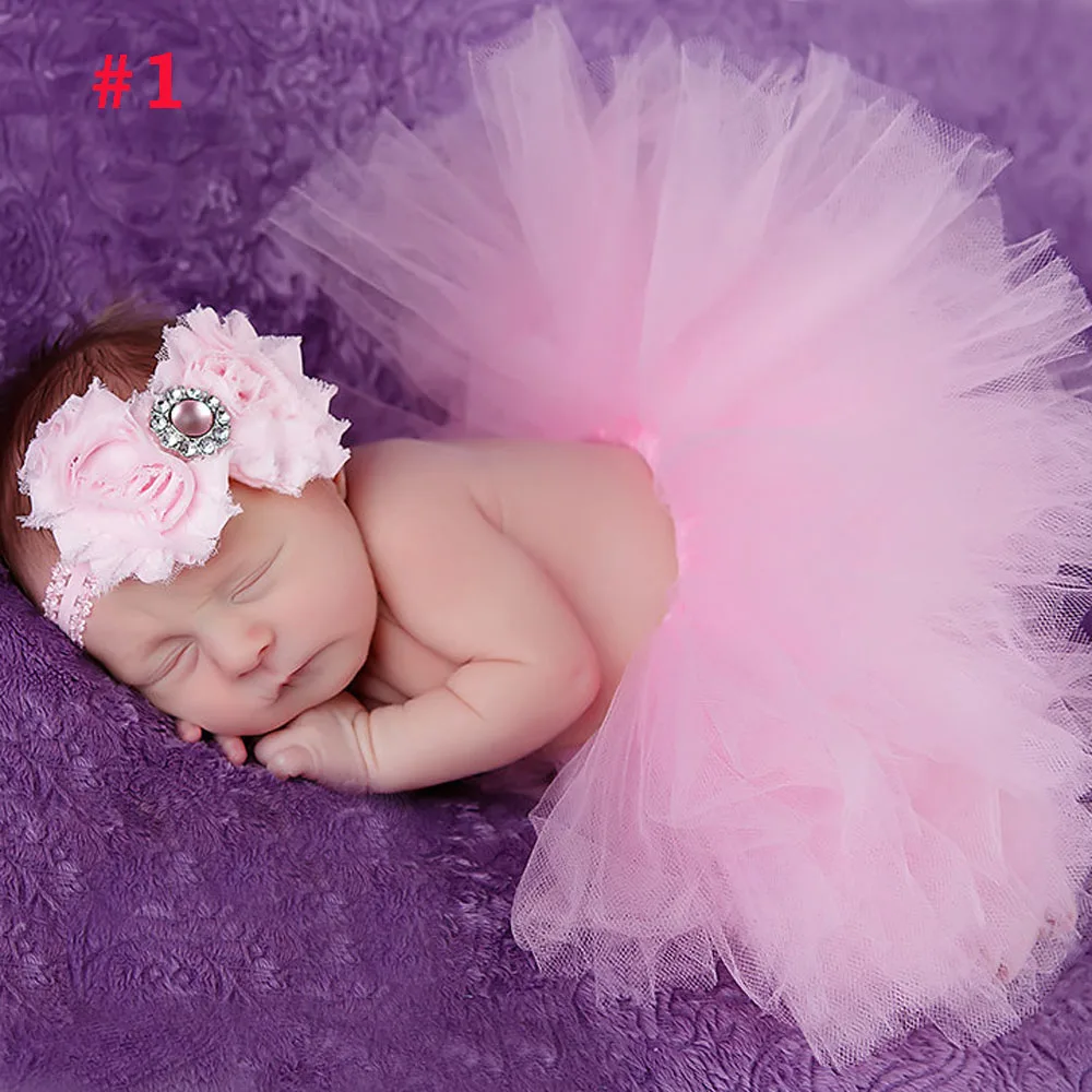 Princess Newborn Tutu and Vintage Flower Headband Newborn Baby Photography Prop Tutu Sets For Baby Girls Photo Props TS001
