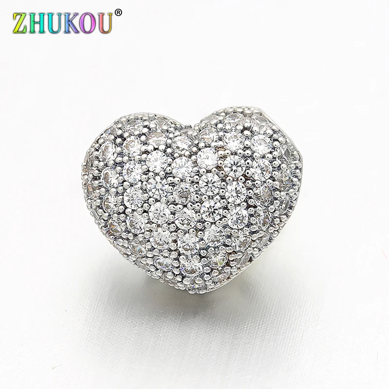 14*12mm Micro Pave Cubic Zirconia Beads for Diy Jewelry Findings Making, Hole: 2mm, Model: VZ143