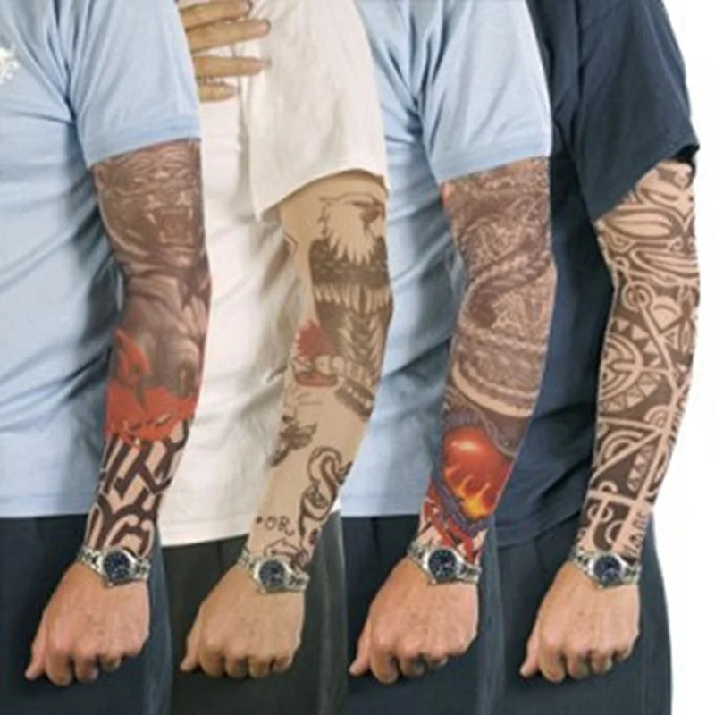 US Europe tattoo sleeves arm men women Punk Party Sunblock Cycling Excursion Pick Up Long Opera Gloves