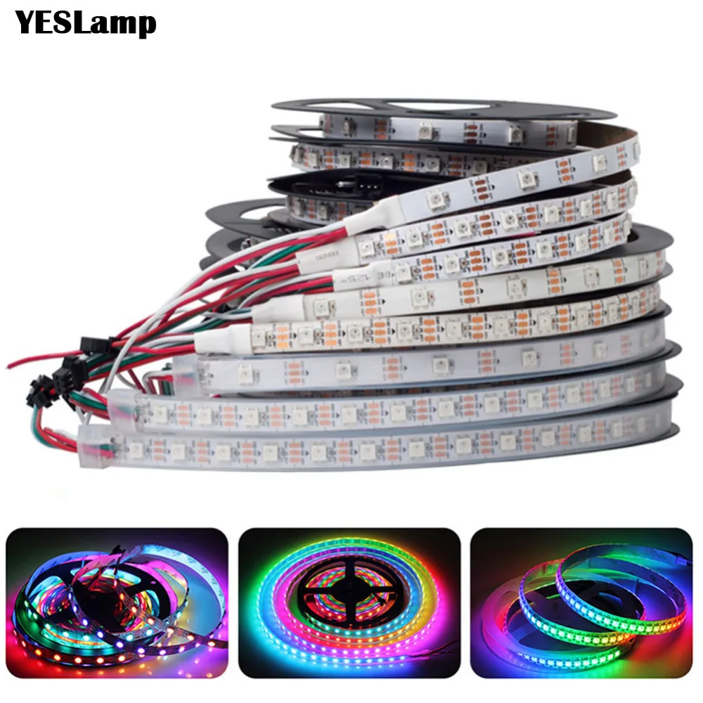 LED Strip DC5V PCB Smart Addressable Pixel WS2812 IC 30/60/144 LEDs 17Key Bar RGB 1M 2M 3M 4M 5M Background decoration