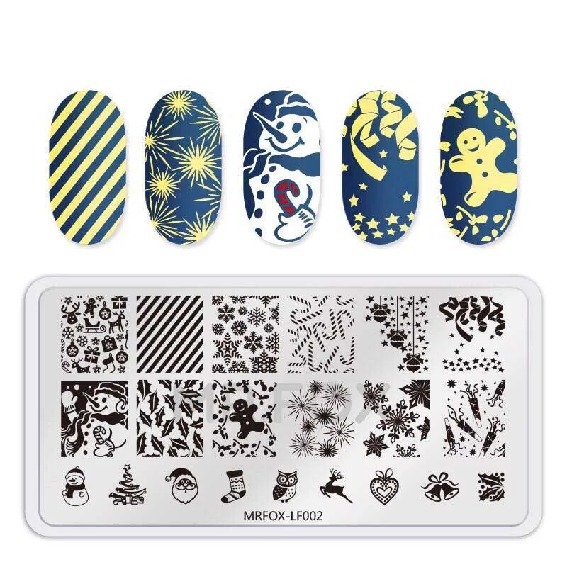 Snow Halloween Christmas Pattern Nail Stamping Plates Manicure Image Template Festival New Year Nails Stencil