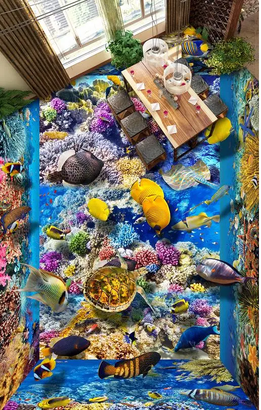 

3d floor painting wallpaper 3D Underwater World painting to painting the floor bathroom waterproof wallpaper 3d flooring