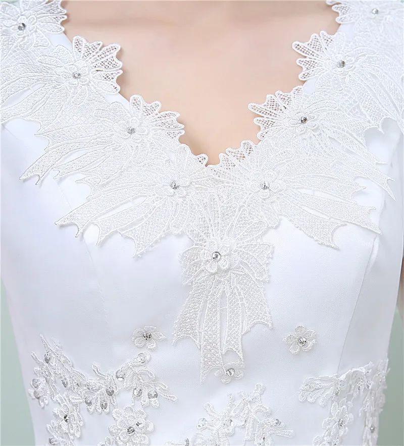 ใหม่แฟชั่นลูกไม้ครึ่งแขนชุดแต่งงาน Sweet V-Neck พลัสพลัสขนาด Vestido De Noiva ชุดเจ้าสาว Appliques