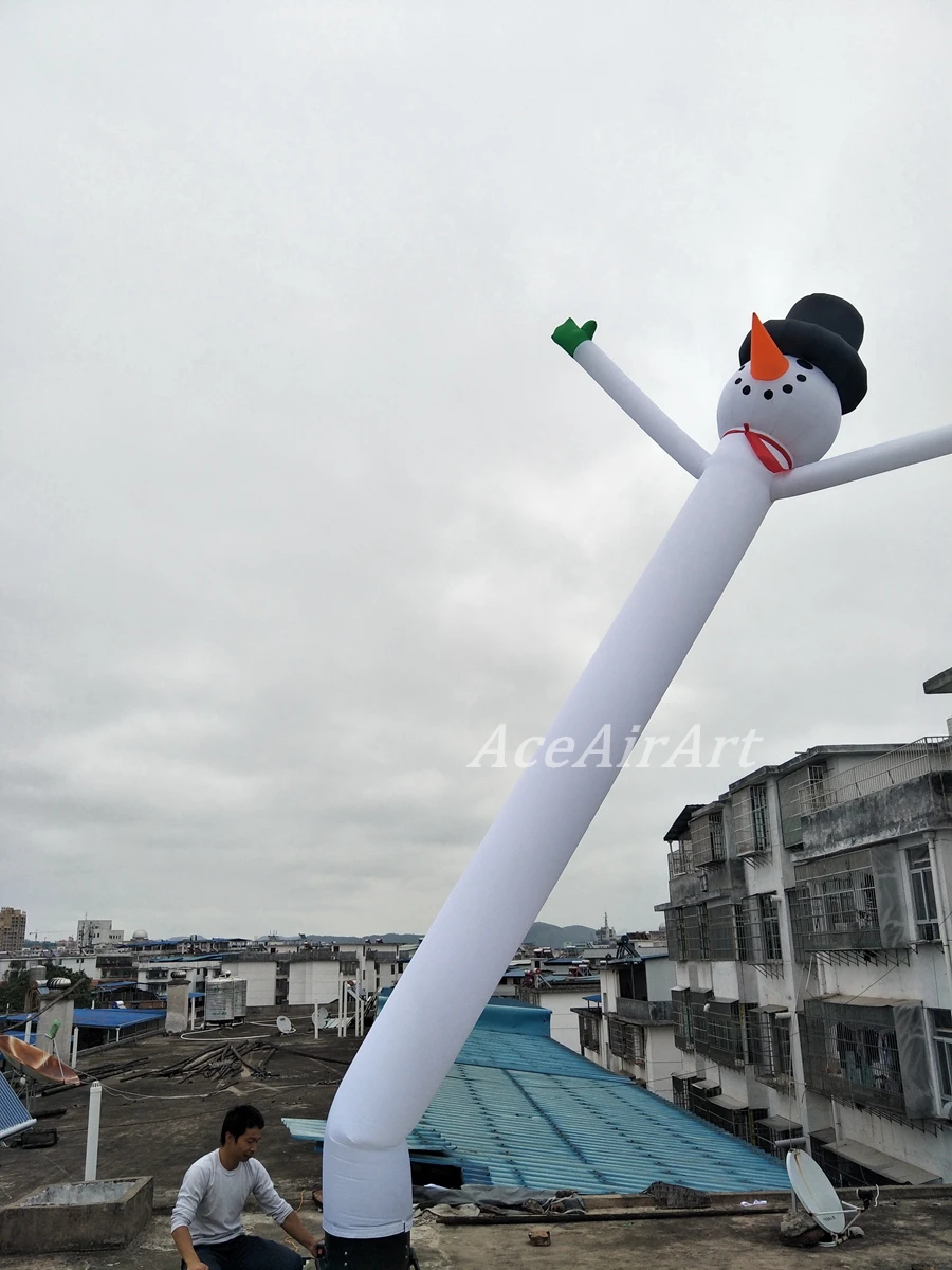 6m Tall Inflatable Snowman Air Dancer พร้อม Wave Hand Air Snowman Air Dancer ไม่มีเครื่องเป่าลมลดราคา