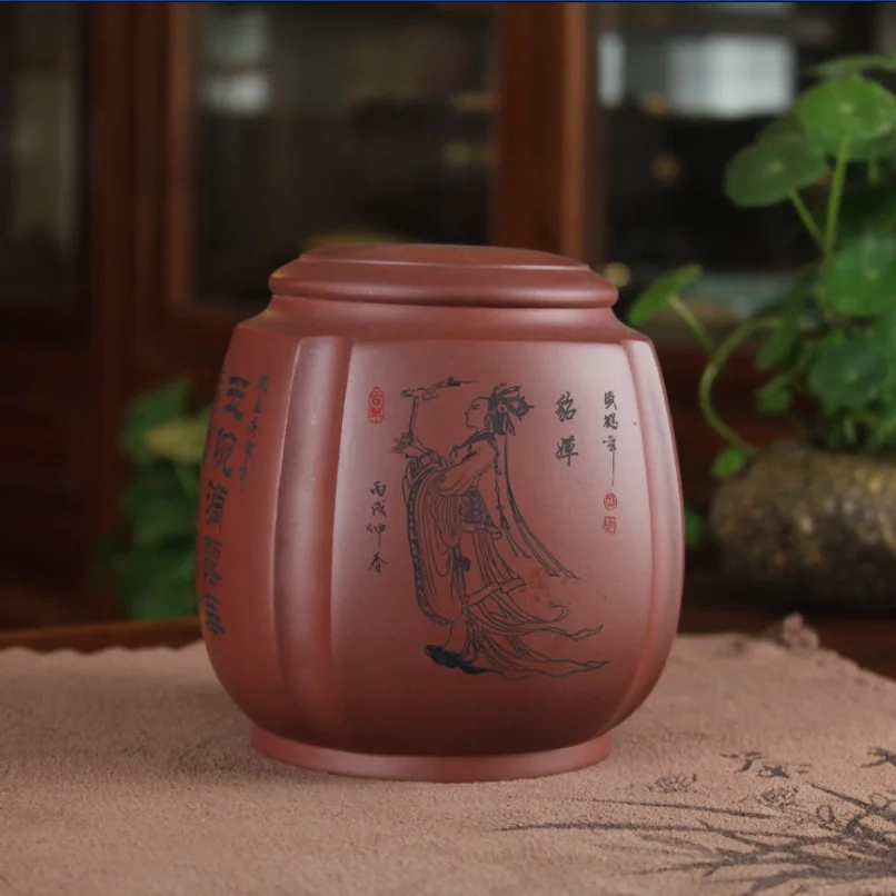 Yixing Zisha tea caddy authentic fine workmanship high-grade tea pot square box mixed batch