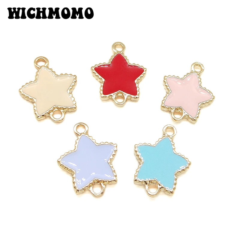 New fashion 24*19mm 5pieces/bag Zinc Alloy Drop Oil Stars Connectors Linker Charms Diy Earring Bracelets Jewelry Accessories