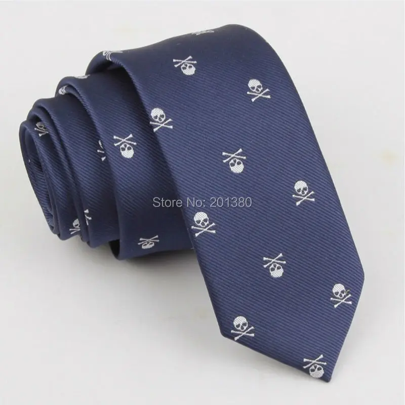 

Skull Narrow Tie Navy Ties for Men 2019 New Neckwear Black Red