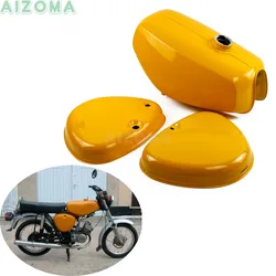 1 Set Yellow Custom Motorcycle Gas Oil Tank w/ 2pcs Steel Side Cover Retro Fuel Tank Kit For Simson S50 S51 S70 ( 200655 )