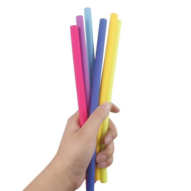 300pcs 25cm Candy Color Silicone Straw Straight Bent Food Grade Drinking Straw for Bar Home Drinking WB69