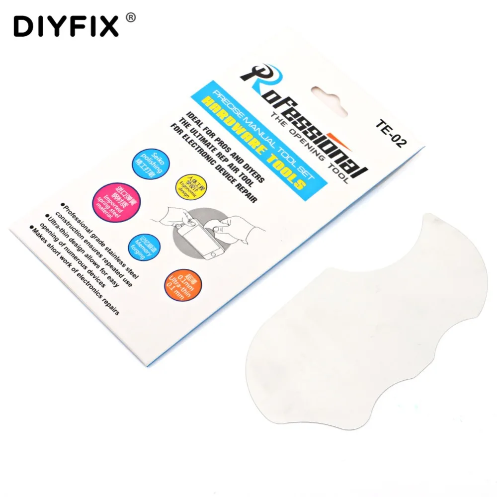 DIYFIX Ultra Thin Flexible Stainless Steel Pry Spudger Disassemble Card for iPhone iPad Samsung PADs Mobile Phone Repair Tool