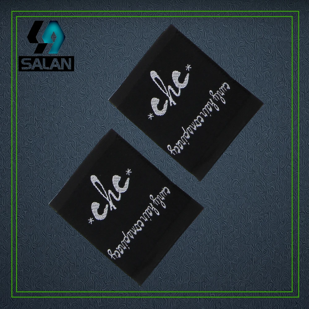 Custom loop fold clothing labels for clothes fabric sewing tags bids customized OEM washable damask woven labels for brand