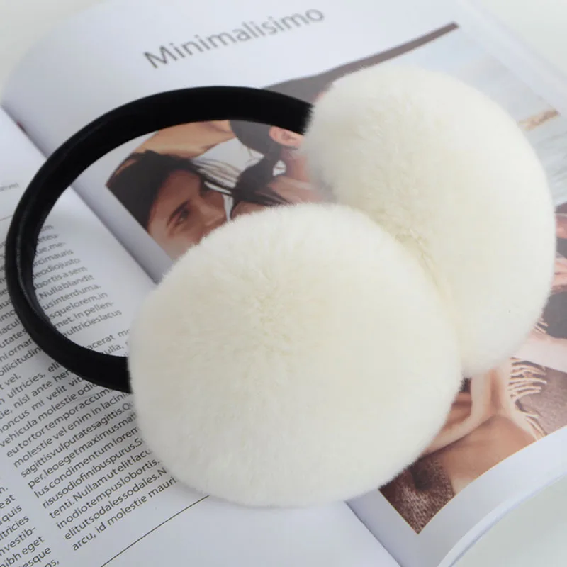 HSPL Real Rabbit Fur Earmuffs Elegant Bow Ear Warmer Winter Lovely For Girls Cute New Fashion Ear Warmers