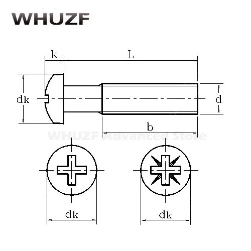 Philips ScrewM4*6/8/10/12/16 Black Zinc Plate Carbon Steel DIN7985 Bolt Philips Cross Recessed Round Pan Head PM Screw