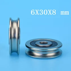 Sliding bearing with u groove,diamtere 30mm,thickness 8mm,bearing bore 6mm;bearing material.rope stell bearing roller 10pcs/lot