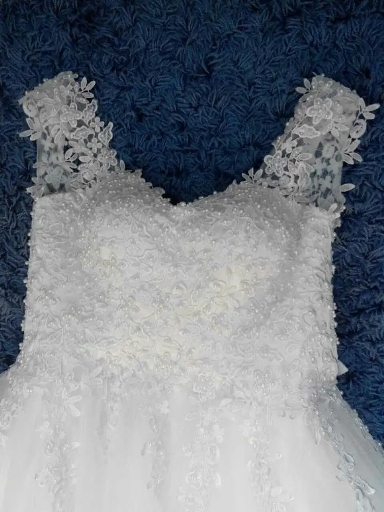 Vestido De Novia de tul con perlas, Vestido De Novia con imágenes reales, Vestido de Novia, boda, dama De honor, 2018