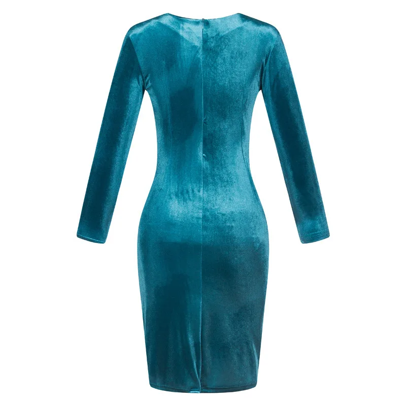 Women Autumn Office Dress Plus Size Bodycon velvet Dresses Pencil