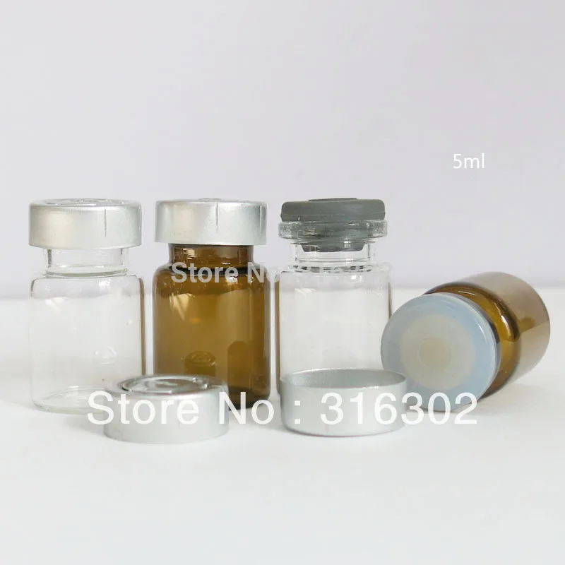 

500 x 5ML Empty Clear Glass Bottles With Aluminum Cap 5CC Glass Vials Essence Oil Containers for Cosmetic Using Clear Amber