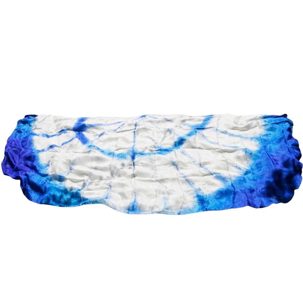 デザイン 100% リアルシルクベリーダンスベール、安いダンスベール、半円ベール卸売 250*114 センチメートルホワイトブルー