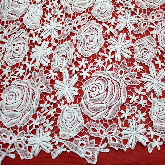 5Yards/Lot !High Quality Water Soluble White African Cord Lace Guipure Lace Fabric For Women Nice Dress Dentelle,Free Shipping