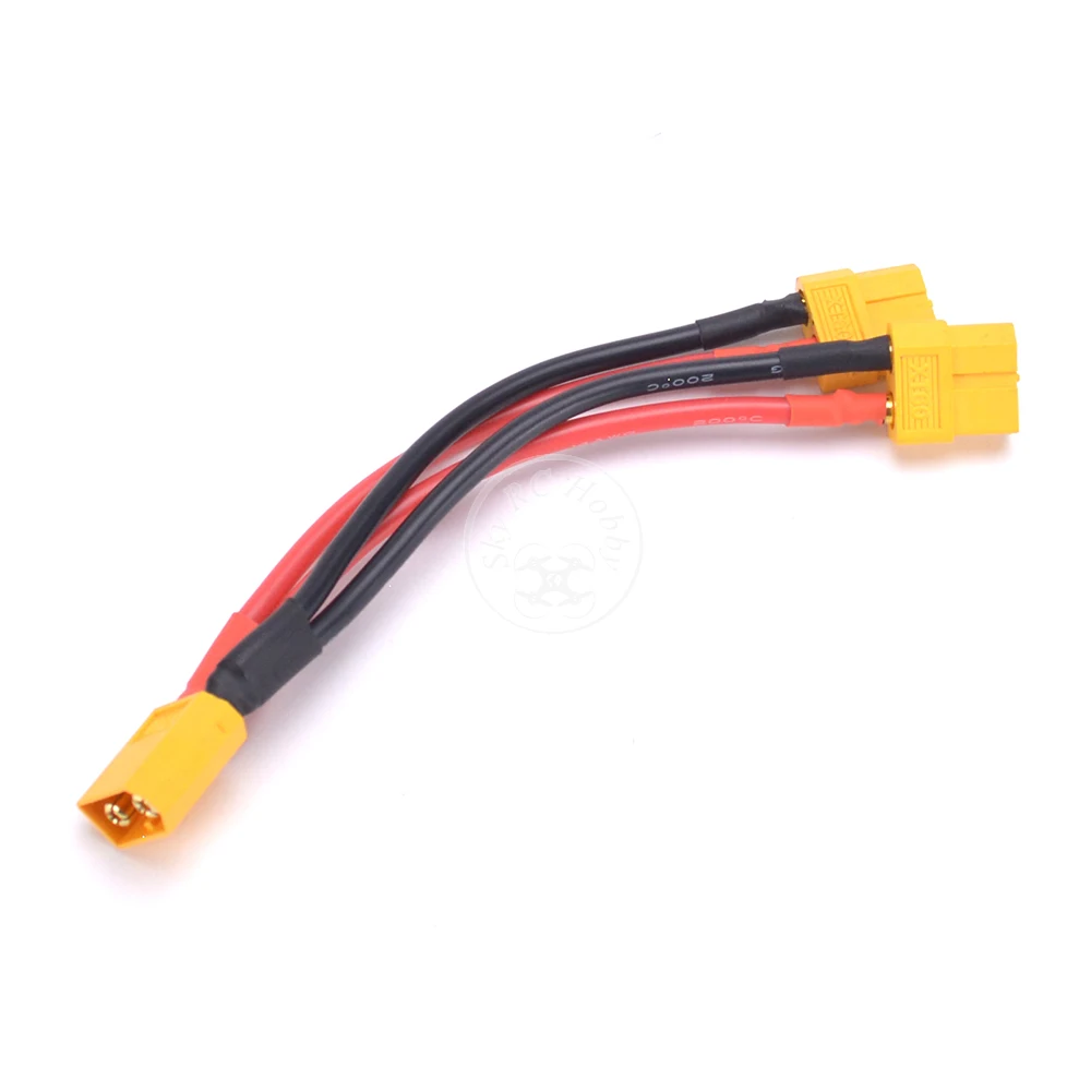 XT60 Male to Dual Female Parallel Connector Y Splitter Cable Wire 14AWG 1 Male to 2 Female for RC Lipo Battery