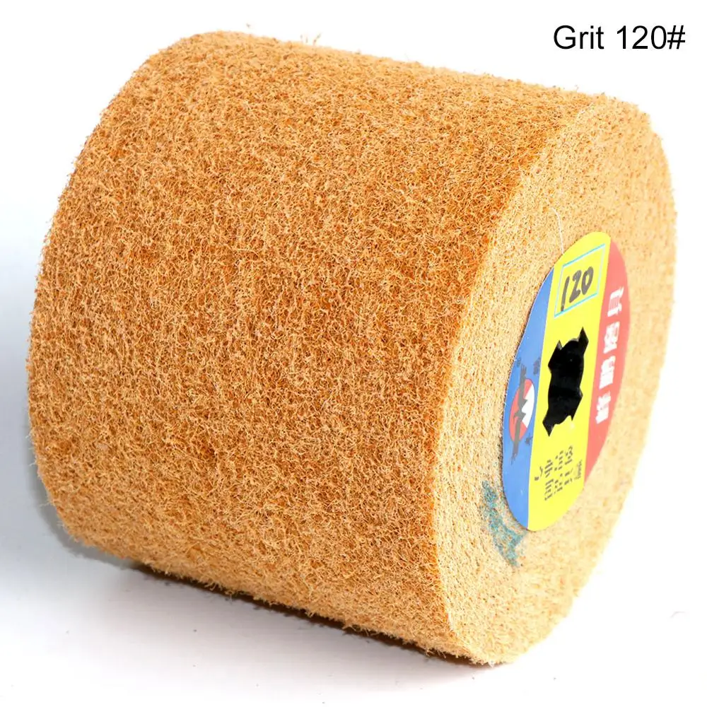 나일론 섬유 와이어 드로잉 연마 휠, 부직포 버니 싱 드럼 버핑 휠, 금속 디버링, derust 120x100mm 용, 1 개
