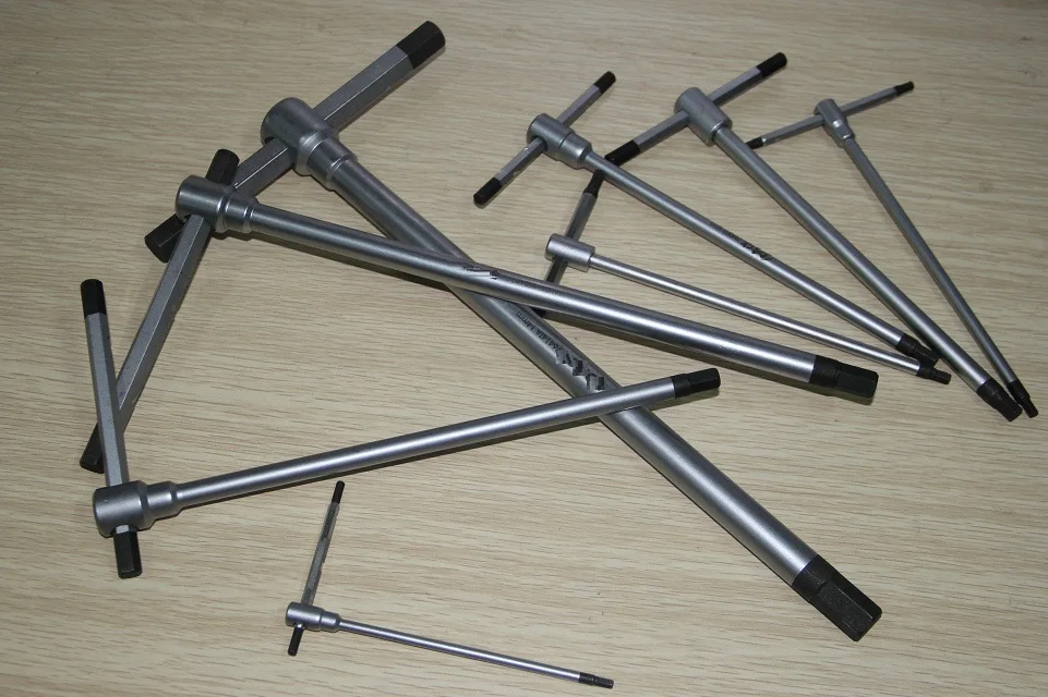 9pcs Din standard S2 alloy steel T-shape hex key adjustable movable hex wrench spanner auto truck repairing