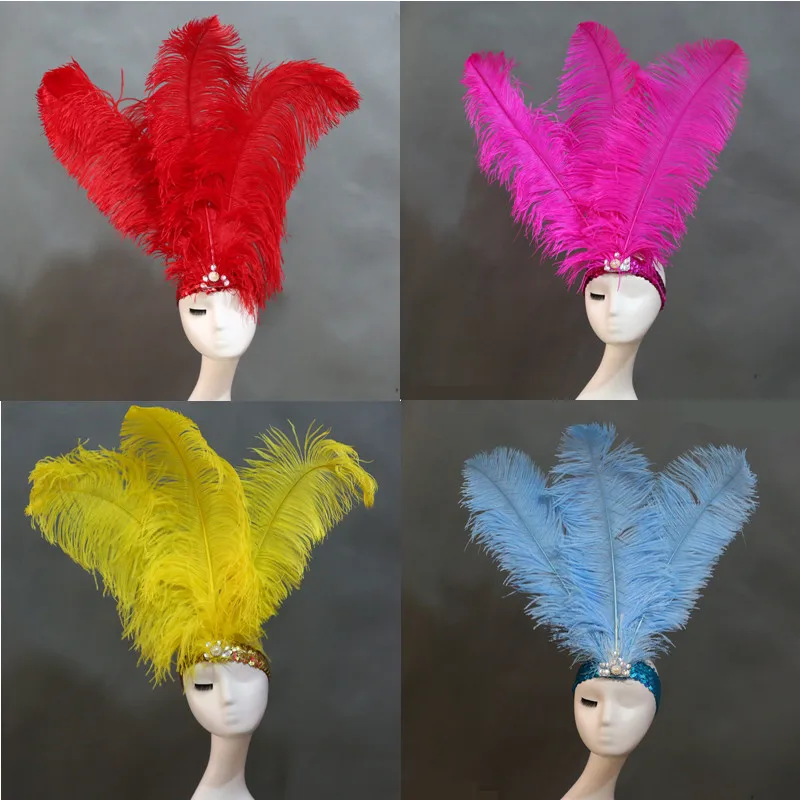 Halloween costumes cosplay stage fashion show carnival costume Latin American headdress Indian ostrich cosplay feather headpiece