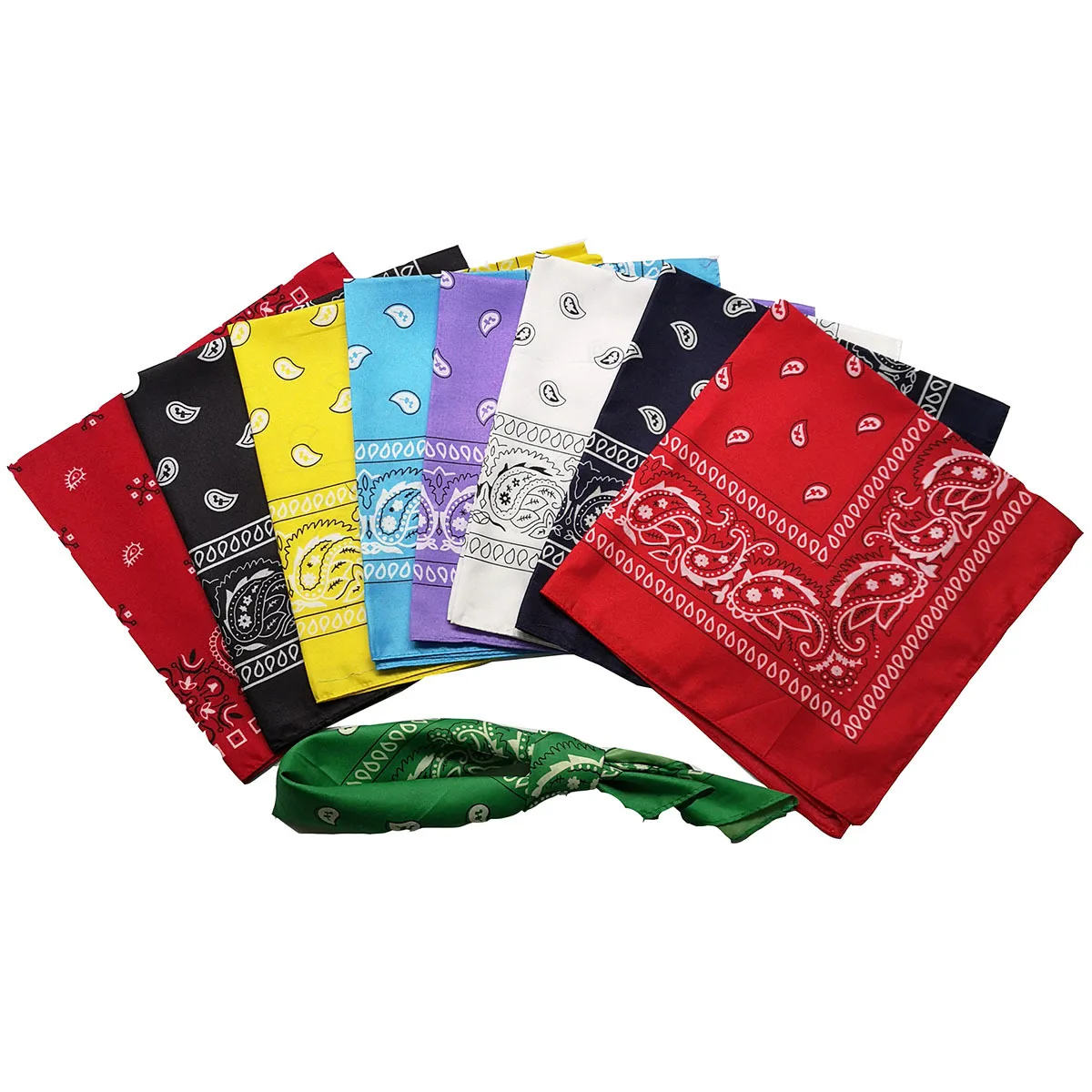 Poliestere paisley Square Punk Hip Hop Bandana fazzoletto da collo copricapo/fascia per capelli sciarpa collo fascia da polso fascia avvolgente per