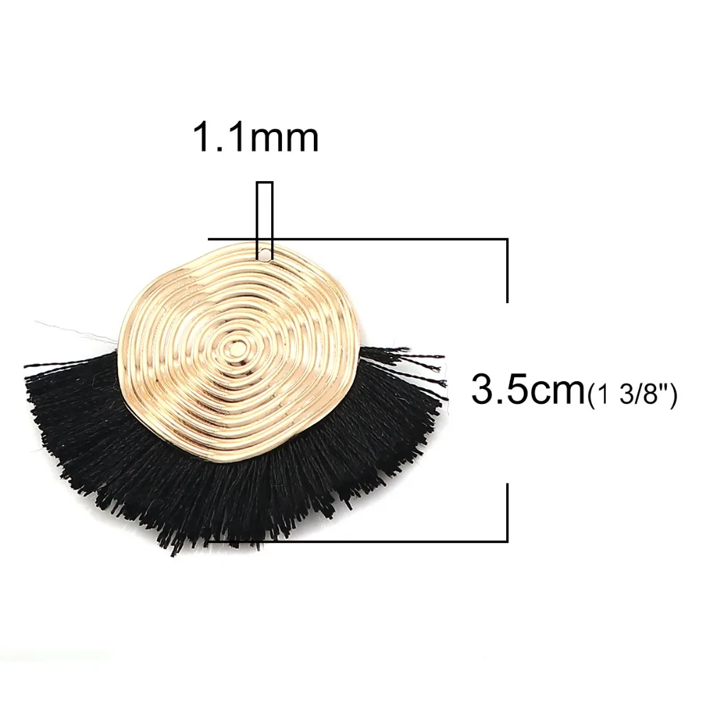 DoreenBeads Polyester Tassel Pendants Spiral Gold Wine Red Colorful Fringe Earring DIY Charms 45mm(1 6/8