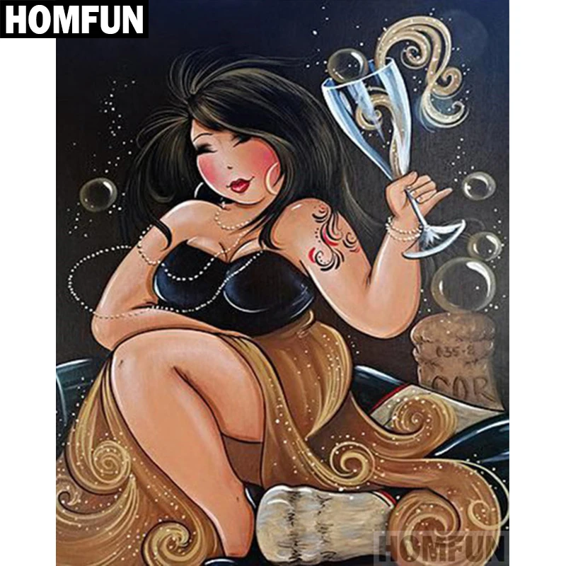 

HOMFUN Full Square/Round Drill 5D DIY Diamond Painting "Fat woman" Embroidery Cross Stitch 3D Home Decor Gift A06072