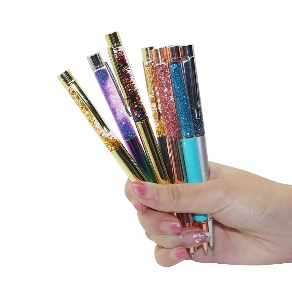 Creatively 1.0mm Luxury Ballpoint oil crystal Gold foil Metal Copper colorful high-grade gold powder quicksand pen