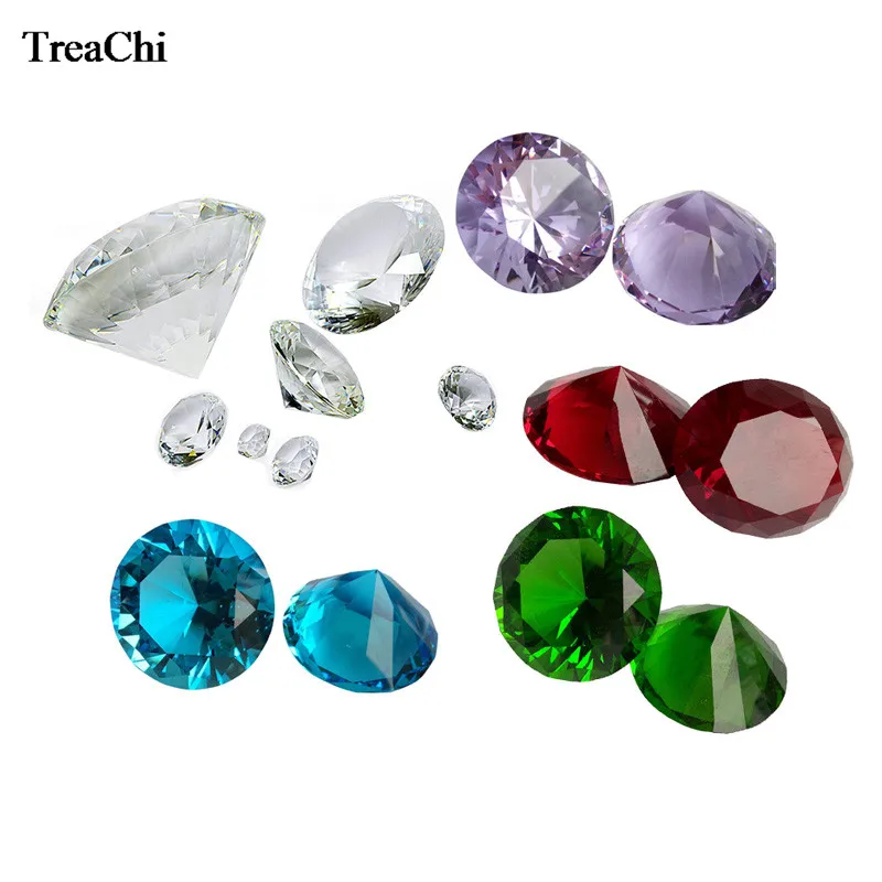 Fashion Crystal Clear Paperweight Faceted Cut Glass Giant Diamond Jewelry Decor Craft 5 colors