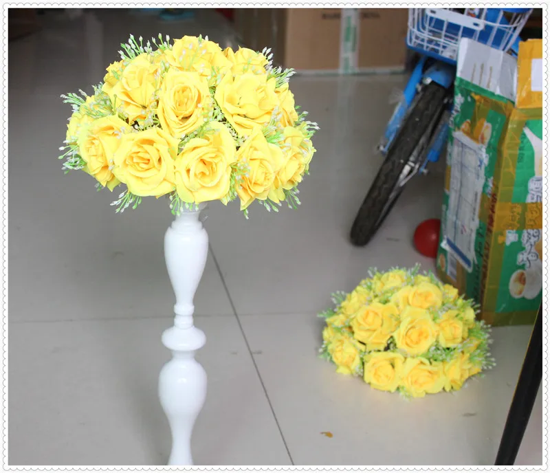 

Free shipBride holding -yellow- 15cm*20pcs New arrival 2015 wedding kissing flower ball party decoraion Hotel Arcade ornaments