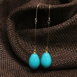 New fashion long earrings for women 9*13mm sky blue teardrop baking paint glass dangle eardrop high grade jewelry B1799