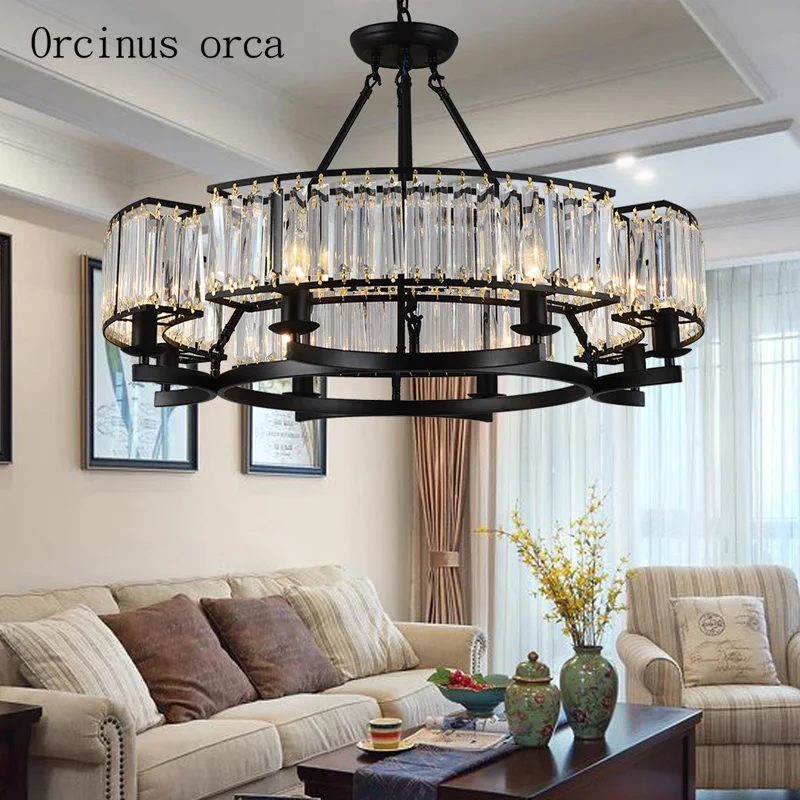 

Postmodern light extravagant creative crystal chandelier living room restaurant minimalist all round copper crystal pendant lamp