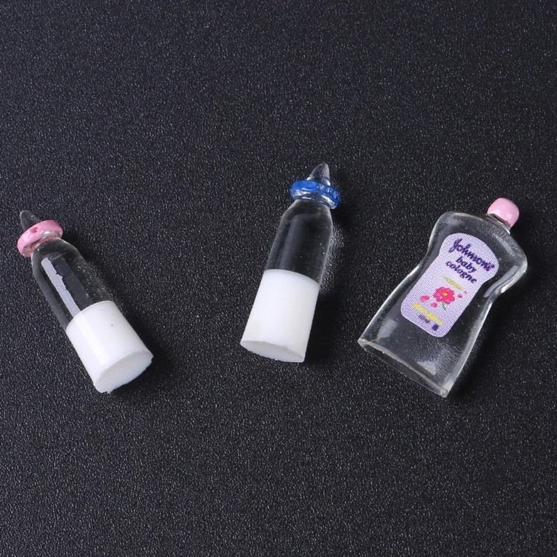 New 1:12 Baby Bottles Shampoo Bib Set Doll House Miniature Nursery Accessory Oct20-A