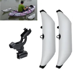 PVC Inflatable Outrigger Kayak Canoe Boat Standing Float Stabilizer with Swivel 360 Adjustable Fishing Rod Holder