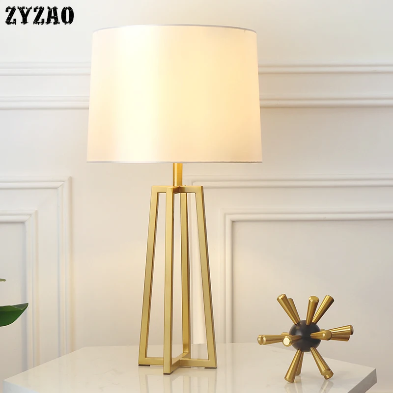 

American Gold Creative Bedroom Bedside Table Lamps Modern Simple Luxury Iron Art Table Lights Living Room Home Decor Desk Lamp