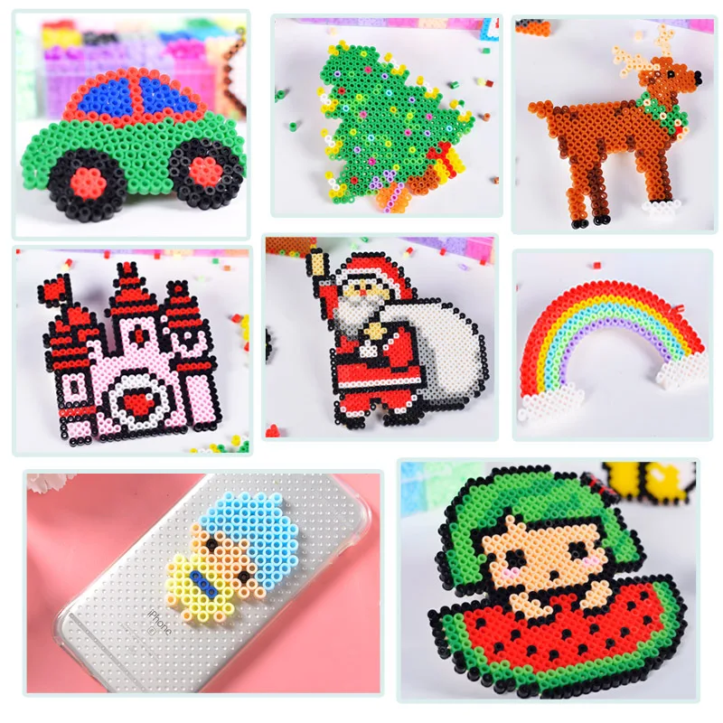 Perler Beads Kit de cuentas Hama, juego completo con tablero de clavija y rompecabezas 3D de hierro, juguete artesanal creativo hecho a mano, regalo para niños, 5mm/2,6mm