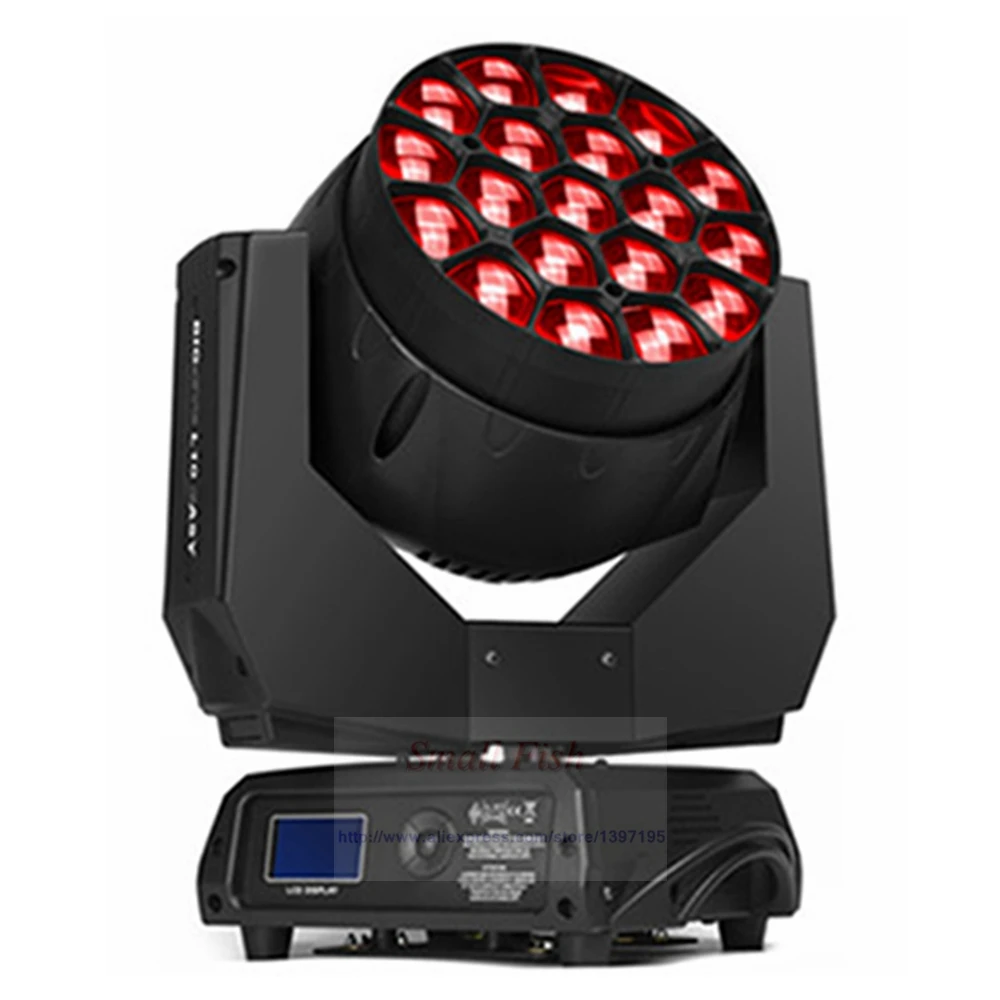 2Pcs/Lot 19x15W LED RGBW 4IN1 Zoom Beam Wash Light LED Moving Head Bee Eye Stage Lights Controller Disco DJ Bar Party Lamp