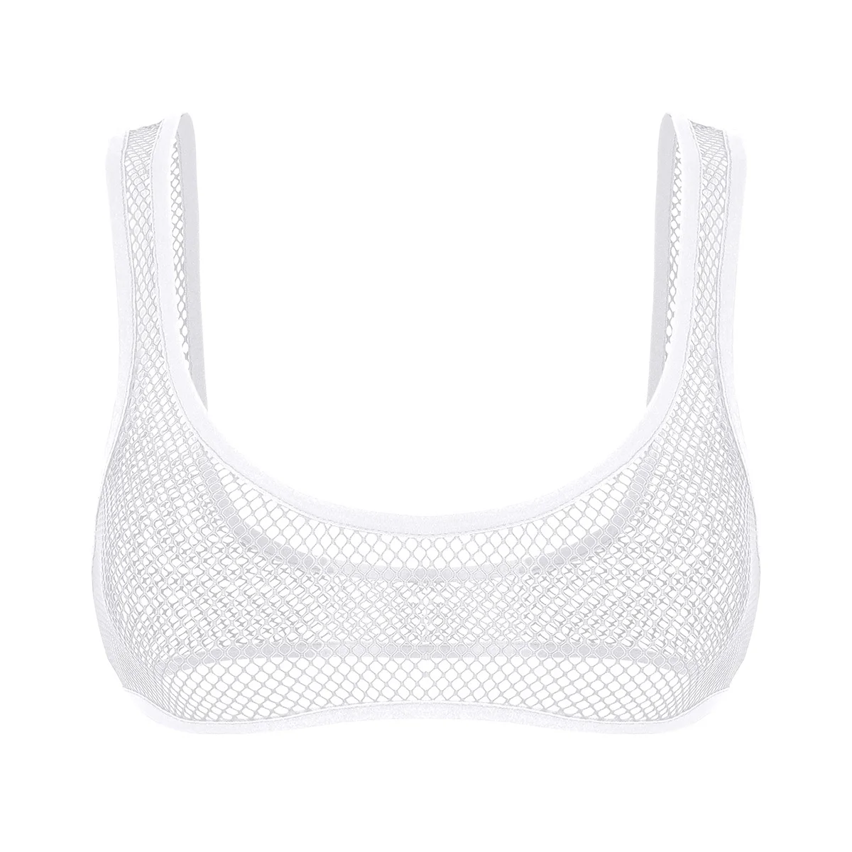 Sexy Exotic Tanks Transparent Top Womens Tops See Through Crop Top Bra Bustier Bralette Hollow Out Fishnet Top Nightwear