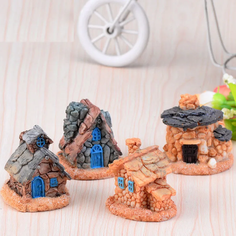 Vintage Elf Castle Stone House Miniature Fairy Garden Home Houses Decoration Mini Craft Micro Landscaping Decor DIY Accessories