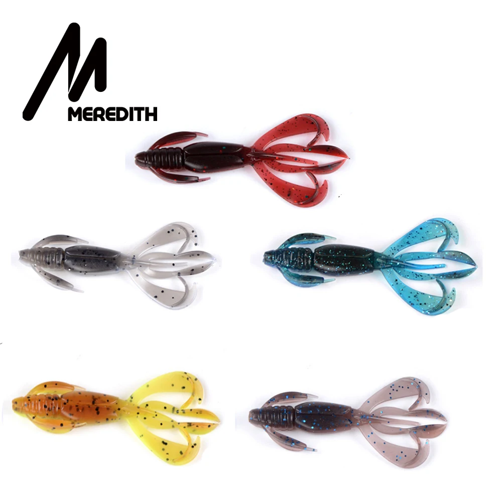 MEREDITH Colored Artificial CrawFish Twintail Soft Swimbaits for Saltwater Freshwater Fishing Free Shipping