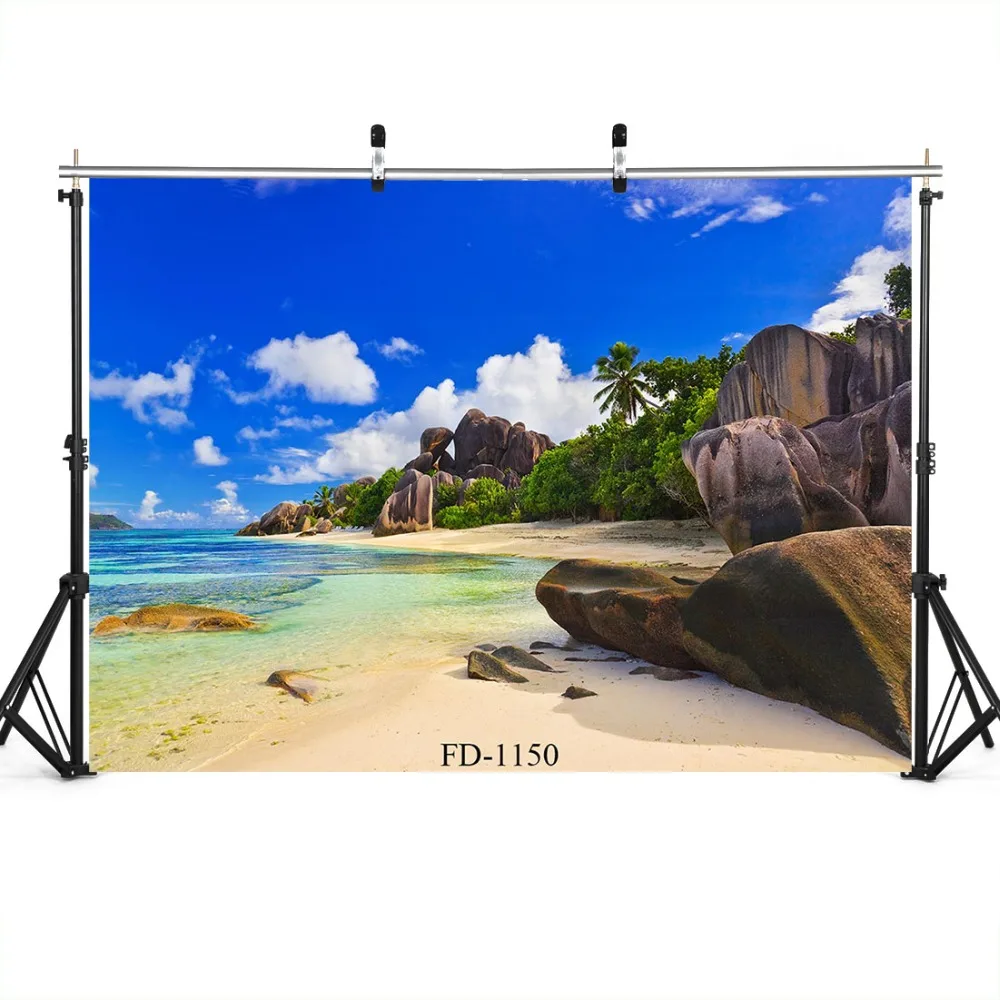 خلفية من الفينيل لالتقاط الصور ، السماء الزرقاء ، الشاطئ ، للأطفال ، استوديو الصور