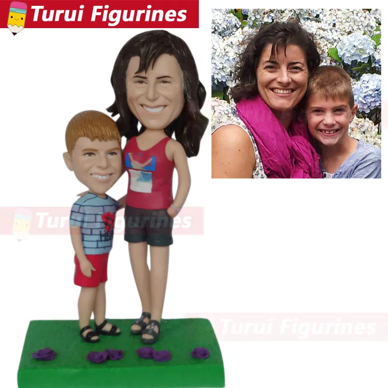 Custom Bobbleheads Personalized Bobble Head Dolls mom and son figurine customized sculpture home decorations home decor figura