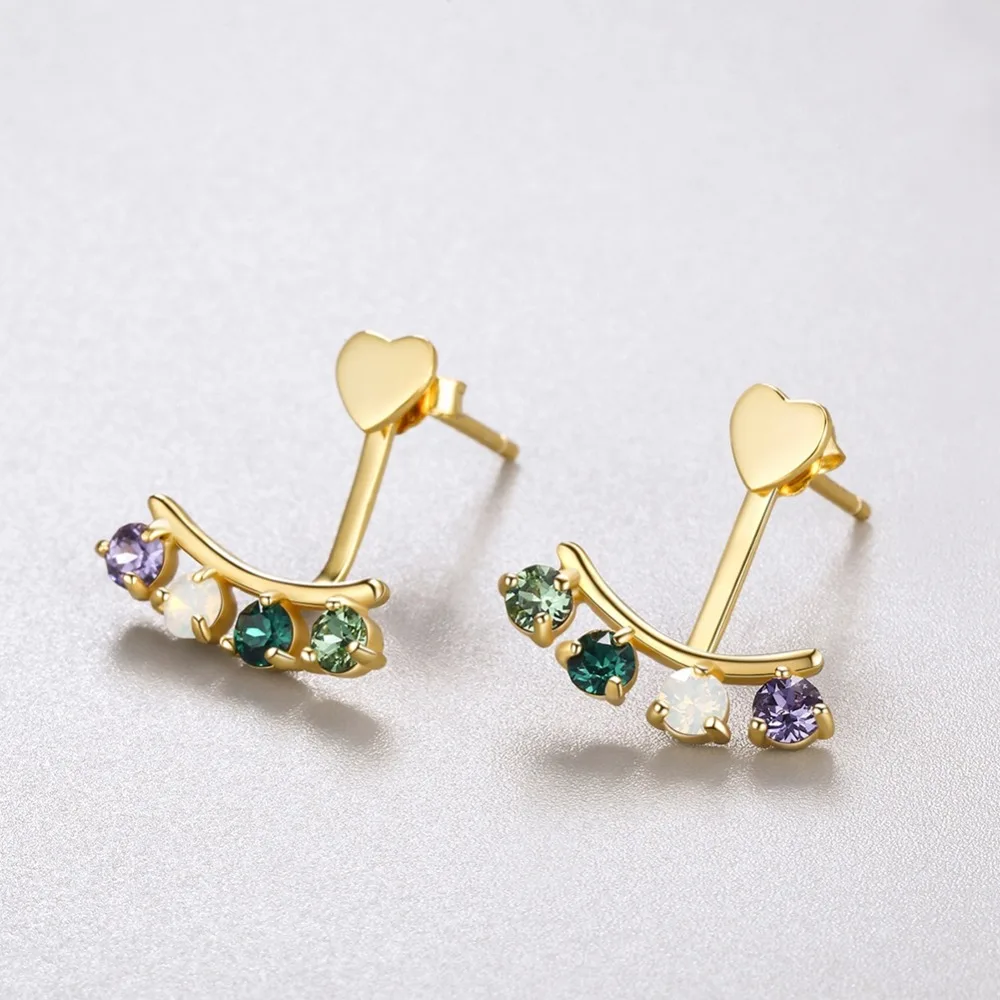 LEKANI Crystals From Austria Earrings Jackets 925 Sterling Silver With Real Gold Plated Jewelry For Women Fashion Gifts