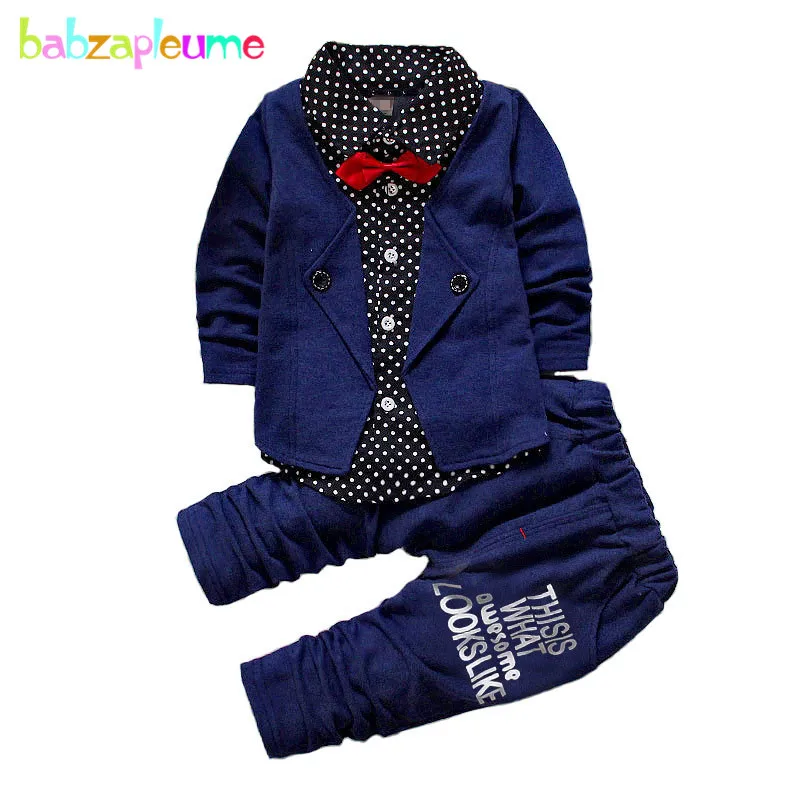 Autumn Baby Boys Clothes Gentleman Boys Outfits Long-Sleeve Outerwear Shirt+Pant 2PCS/Set Kids Tracksuit Children Clothing A256