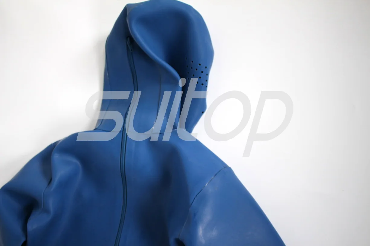 Mannen latex zentai catsuits bodysuits voor mannelijke Suitop in blauw kleur zware latex 1mm dikte